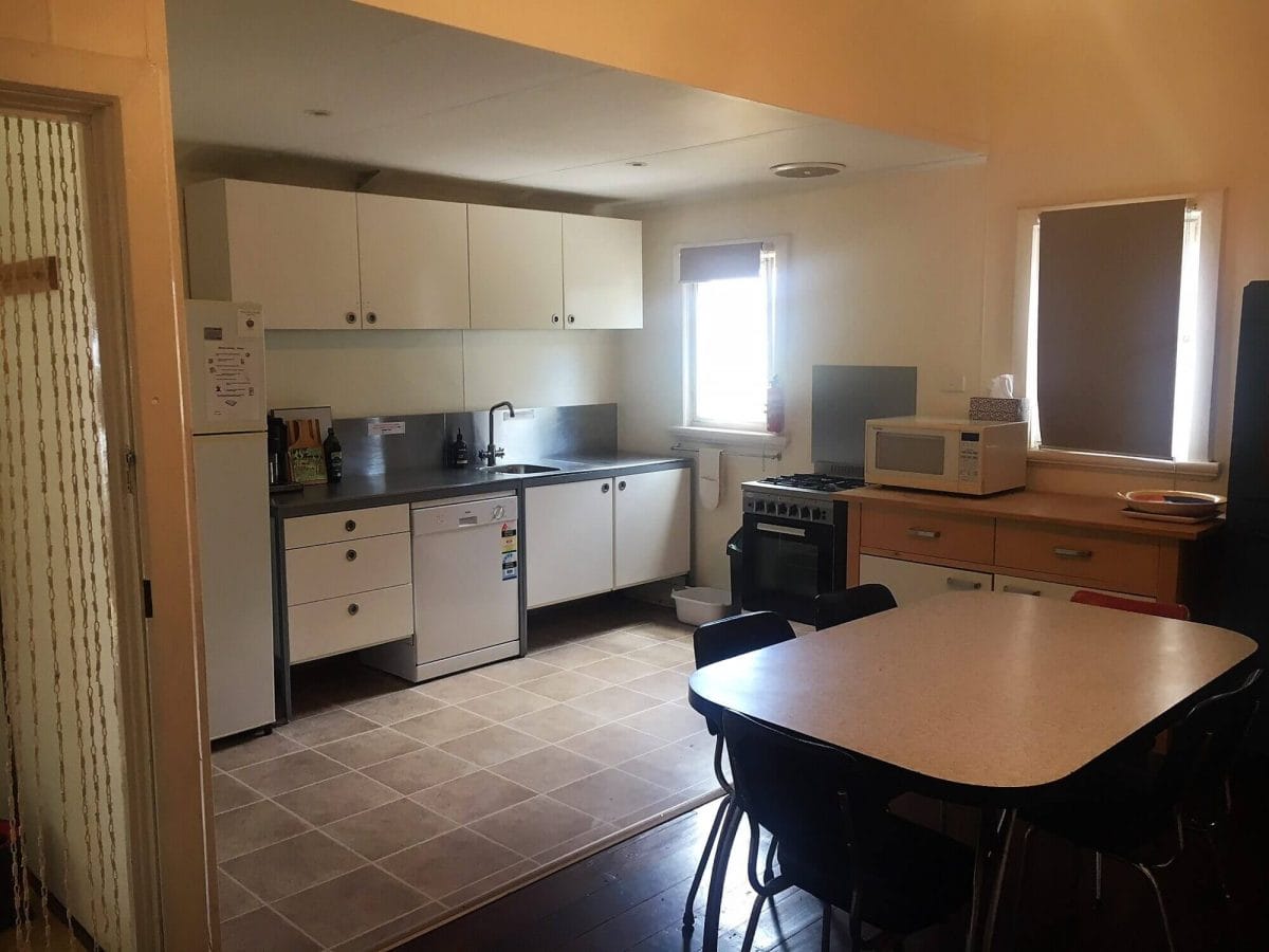 Weekender - Accommodation in Bremer Bay - 21 Barbara Street. Newly renovated kitchen with retro dining area. Includes large fridge, dishwasher, oven, microwave, coffee machine etc