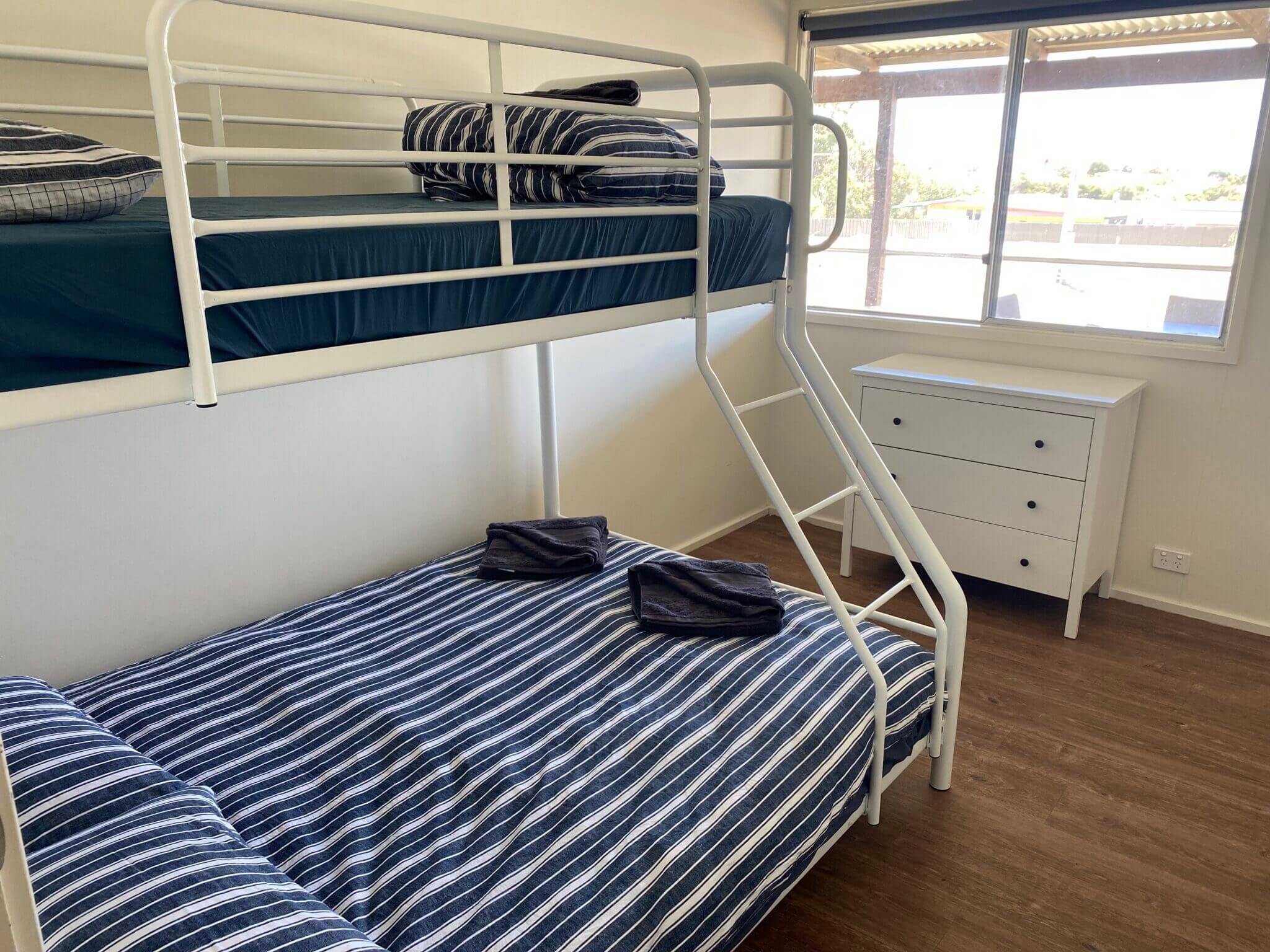 Accommodation in Bremer Bay - 17 Emma Street - Bedroom Three -Single and Double Bunk Bed
